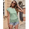 image:imageZeagoo Womens Cap Short Sleeve TShirts Ruched Crew Neck Trendy Fashion Tunic Blouse2light Green