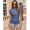image:imageZeagoo Womens Cap Short Sleeve TShirts Ruched Crew Neck Trendy Fashion Tunic Blouse2navy Blue