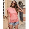 image:imageZeagoo Womens Cap Short Sleeve TShirts Ruched Crew Neck Trendy Fashion Tunic Blouse2tangerine