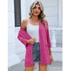 image:imageZeagoo Womens Casual Lightweight Cardigan 34 Sleeve Open Front Loose Thin Cardigans with PocketsRose Red