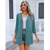 image:imageZeagoo Womens Casual Lightweight Cardigan 34 Sleeve Open Front Loose Thin Cardigans with PocketsTurquoise