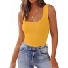 image:imageZeagoo Womens Double Lined Square Neck Tank Top Sleeveless Basic Crop Tops Trendy Going Out TopsYellow