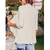 image:imageZeagoo Womens Open Front Cardigan 2026 Spring Summer Lightweight 34 Sleeve Draped Ruffles Cardigans S3XLBeige