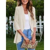 image:imageZeagoo Womens Open Front Cardigan 2026 Spring Summer Lightweight 34 Sleeve Draped Ruffles Cardigans S3XLBeige