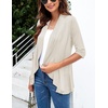 image:imageZeagoo Womens Open Front Cardigan 2026 Spring Summer Lightweight 34 Sleeve Draped Ruffles Cardigans S3XLBeige