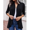 image:imageZeagoo Womens Open Front Cardigan 2026 Spring Summer Lightweight 34 Sleeve Draped Ruffles Cardigans S3XLBlack