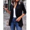 image:imageZeagoo Womens Open Front Cardigan 2026 Spring Summer Lightweight 34 Sleeve Draped Ruffles Cardigans S3XLBlack
