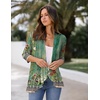 image:imageZeagoo Womens Open Front Cardigan 2026 Spring Summer Lightweight 34 Sleeve Draped Ruffles Cardigans S3XLFloral Green