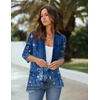 image:imageZeagoo Womens Open Front Cardigan 2026 Spring Summer Lightweight 34 Sleeve Draped Ruffles Cardigans S3XLFloral Navy