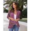 image:imageZeagoo Womens Open Front Cardigan 2026 Spring Summer Lightweight 34 Sleeve Draped Ruffles Cardigans S3XLFloral Purple