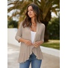 image:imageZeagoo Womens Open Front Cardigan 2026 Spring Summer Lightweight 34 Sleeve Draped Ruffles Cardigans S3XLKhaki