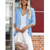 image:imageZeagoo Womens Open Front Cardigan 2026 Spring Summer Lightweight 34 Sleeve Draped Ruffles Cardigans S3XLLight Blue