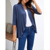 image:imageZeagoo Womens Open Front Cardigan 2026 Spring Summer Lightweight 34 Sleeve Draped Ruffles Cardigans S3XLNavy Blue