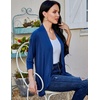 image:imageZeagoo Womens Open Front Cardigan 2026 Spring Summer Lightweight 34 Sleeve Draped Ruffles Cardigans S3XLNavy Blue