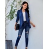 image:imageZeagoo Womens Open Front Cardigan 2026 Spring Summer Lightweight 34 Sleeve Draped Ruffles Cardigans S3XLNavy Blue