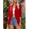 image:imageZeagoo Womens Open Front Cardigan 2026 Spring Summer Lightweight 34 Sleeve Draped Ruffles Cardigans S3XLRed