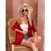 image:imageZeagoo Womens Open Front Cardigan 2026 Spring Summer Lightweight 34 Sleeve Draped Ruffles Cardigans S3XLRed