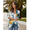 image:imageZeagoo Womens Open Front Cardigan 2026 Spring Summer Lightweight 34 Sleeve Draped Ruffles Cardigans S3XLTye Dye Flower
