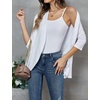 image:imageZeagoo Womens Open Front Cardigan 2026 Spring Summer Lightweight 34 Sleeve Draped Ruffles Cardigans S3XLWhite