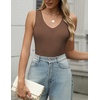 image:imageZeagoo Womens Ribbed Tank Tops 2026 V Neck Slim Fit Knit Sleeveless Shirts Casual Basic TeeBrown