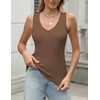 image:imageZeagoo Womens Ribbed Tank Tops 2026 V Neck Slim Fit Knit Sleeveless Shirts Casual Basic TeeBrown
