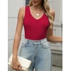 image:imageZeagoo Womens Ribbed Tank Tops 2026 V Neck Slim Fit Knit Sleeveless Shirts Casual Basic TeeDark Red