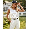 image:imageZeagoo Womens Satin Tank Top Pleated Sleeveless Blouse Dressy Casual Tops Crewneck Silk Shirts Business Summer ClothesAawhite