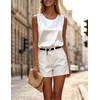 image:imageZeagoo Womens Satin Tank Top Pleated Sleeveless Blouse Dressy Casual Tops Crewneck Silk Shirts Business Summer ClothesAawhite