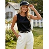 image:imageZeagoo Womens Satin Tank Top Pleated Sleeveless Blouse Dressy Casual Tops Crewneck Silk Shirts Business Summer ClothesAblack