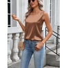 image:imageZeagoo Womens Satin Tank Top Pleated Sleeveless Blouse Dressy Casual Tops Crewneck Silk Shirts Business Summer ClothesDark Khaki