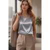 image:imageZeagoo Womens Satin Tank Top Pleated Sleeveless Blouse Dressy Casual Tops Crewneck Silk Shirts Business Summer ClothesGray