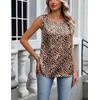 image:imageZeagoo Womens Satin Tank Top Pleated Sleeveless Blouse Dressy Casual Tops Crewneck Silk Shirts Business Summer ClothesLeopard Print