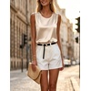 image:imageZeagoo Womens Satin Tank Top Pleated Sleeveless Blouse Dressy Casual Tops Crewneck Silk Shirts Business Summer ClothesLight Champagne