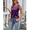 image:imageZeagoo Womens Satin Tank Top Pleated Sleeveless Blouse Dressy Casual Tops Crewneck Silk Shirts Business Summer ClothesPurple