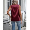 image:imageZeagoo Womens Satin Tank Top Pleated Sleeveless Blouse Dressy Casual Tops Crewneck Silk Shirts Business Summer ClothesWine Red