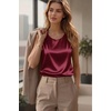 image:imageZeagoo Womens Satin Tank Top Pleated Sleeveless Blouse Dressy Casual Tops Crewneck Silk Shirts Business Summer ClothesWine Red