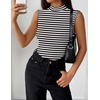 image:imageZeagoo Womens Sleeveless Mock Turtleneck Tank Tops Slim Fit Stretch Ribbed Tops Casual Basic Layering Shirts 2026Atw454 Stripe Black White