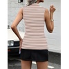 image:imageZeagoo Womens Sleeveless Mock Turtleneck Tank Tops Slim Fit Stretch Ribbed Tops Casual Basic Layering Shirts 2026Atw541 Stripe Brown White