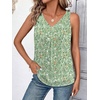 image:imageZeagoo Womens Tank Tops Loose Fit V Neck Ruched Sleeveless Tops Casual Basic Banded Shirts SXXLGreen White Flower