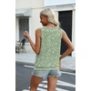 image:imageZeagoo Womens Tank Tops Loose Fit V Neck Ruched Sleeveless Tops Casual Basic Banded Shirts SXXLGreen White Flower