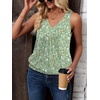 image:imageZeagoo Womens Tank Tops Loose Fit V Neck Ruched Sleeveless Tops Casual Basic Banded Shirts SXXLGreen White Flower