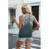 image:imageZeagoo Womens Tank Tops Loose Fit V Neck Ruched Sleeveless Tops Casual Basic Banded Shirts SXXLGrey Colorful Flower