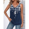 image:imageZeagoo Womens Tank Tops Loose Fit V Neck Ruched Sleeveless Tops Casual Basic Banded Shirts SXXLNavy White Flower