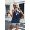 image:imageZeagoo Womens Tank Tops Loose Fit V Neck Ruched Sleeveless Tops Casual Basic Banded Shirts SXXLNavy White Flower