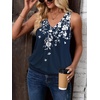 image:imageZeagoo Womens Tank Tops Loose Fit V Neck Ruched Sleeveless Tops Casual Basic Banded Shirts SXXLNavy White Flower