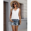 image:imageZeagoo Womens Tank Tops Summer Sleeveless Tops Loose Button Henley Shirts Crew Neck Dress Casual 2026 ClothesA White