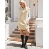 image:imageZeagoo Womens V Neck Sweater Vest Dress Oversized Sleeveless Casual Pullover Sweater Fall Winter Knit Slit Short DressApricot