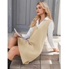 image:imageZeagoo Womens V Neck Sweater Vest Dress Oversized Sleeveless Casual Pullover Sweater Fall Winter Knit Slit Short DressApricot