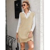 image:imageZeagoo Womens V Neck Sweater Vest Dress Oversized Sleeveless Casual Pullover Sweater Fall Winter Knit Slit Short DressApricot
