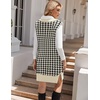 image:imageZeagoo Womens V Neck Sweater Vest Dress Oversized Sleeveless Casual Pullover Sweater Fall Winter Knit Slit Short DressApricot Houndstooth